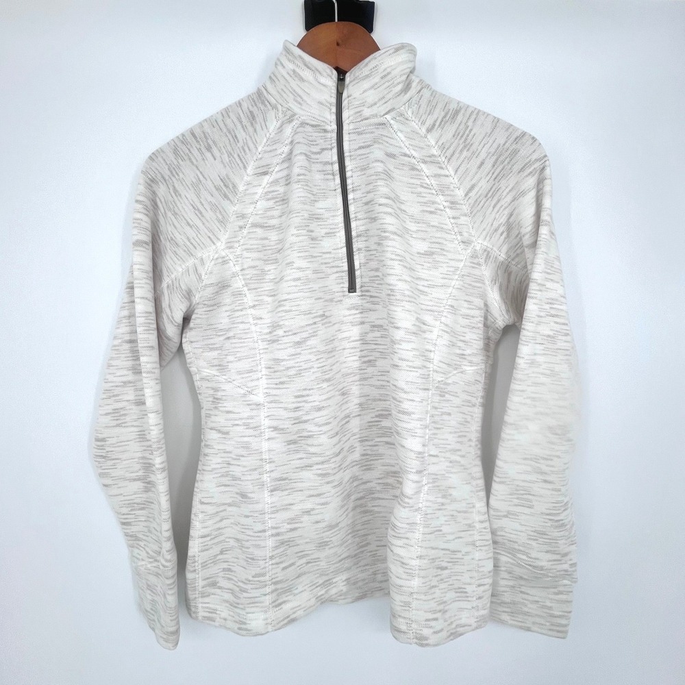 Tek Gear Pullover Womens Medium White Tan Space Dye Quarter Zip Athleisure Mock